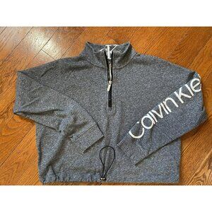 Calvin Klein Performance Women’s Pullover Gray 1/4 Zip Cropped Sweatshirt Large